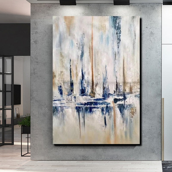 Abstract Sail Boat Painting, Large Wall Art for Living Room, Acrylic Canvas Paintings, Modern Wall Art Paintings, Contemporary Painting-ArtWorkCrafts.com
