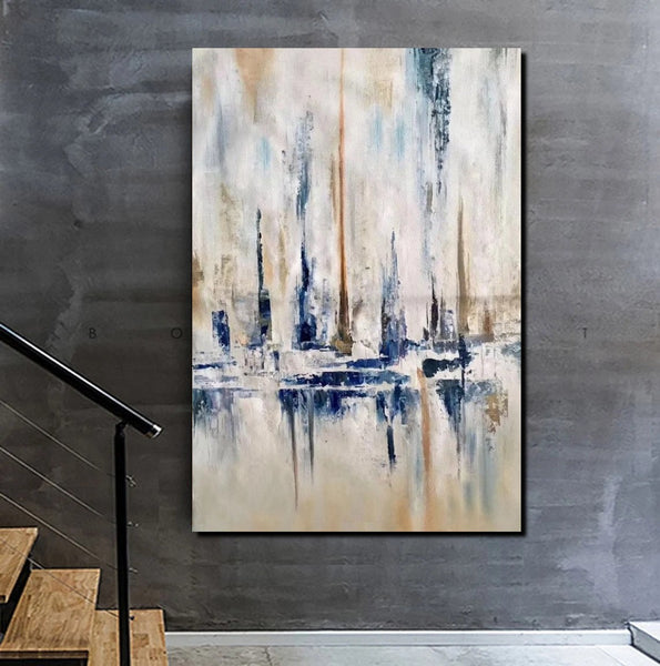 Abstract Sail Boat Painting, Large Wall Art for Living Room, Acrylic Canvas Paintings, Modern Wall Art Paintings, Contemporary Painting-ArtWorkCrafts.com