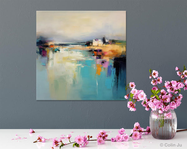 Abstract Landscape Painting on Canvas, Extra Large Original Artwork, Large Paintings for Bedroom, Oversized Contemporary Wall Art Paintings-ArtWorkCrafts.com