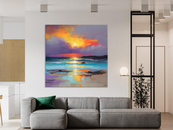 Abstract Landscape Painting for Living Room, Original Landscape Wall Art, Landscape Oil Paintings, Landscape Canvas Art, Hand Painted Canvas Art-ArtWorkCrafts.com