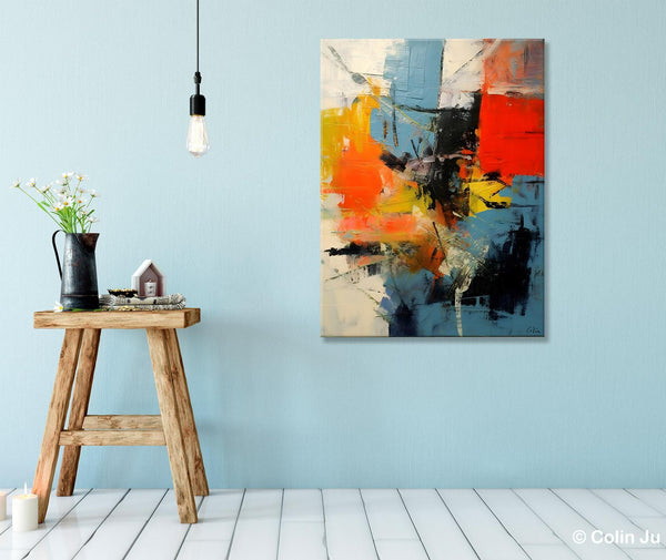 Abstract Paintings for Dining Room, Modern Paintings Behind Sofa, Buy Paintings Online, Original Palette Knife Canvas Art, Impasto Wall Art-ArtWorkCrafts.com