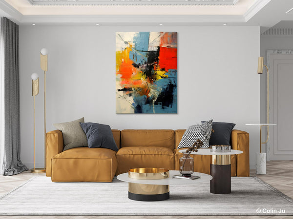 Abstract Paintings for Dining Room, Modern Paintings Behind Sofa, Buy Paintings Online, Original Palette Knife Canvas Art, Impasto Wall Art-ArtWorkCrafts.com