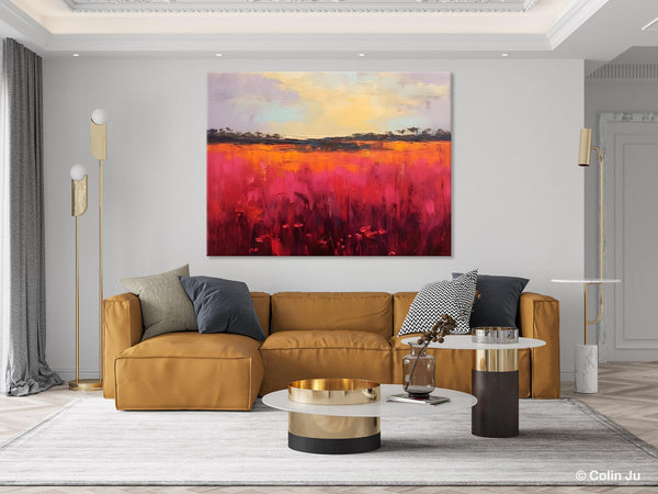 Oversized Modern Wall Art Paintings, Original Landscape Paintings, Modern Acrylic Artwork on Canvas, Large Abstract Painting for Living Room-ArtWorkCrafts.com