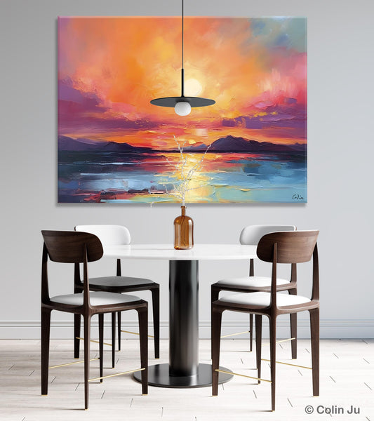 Simple Wall Art Ideas, Original Landscape Abstract Painting, Dining Room Abstract Paintings, Large Landscape Canvas Paintings, Buy Art Online-ArtWorkCrafts.com