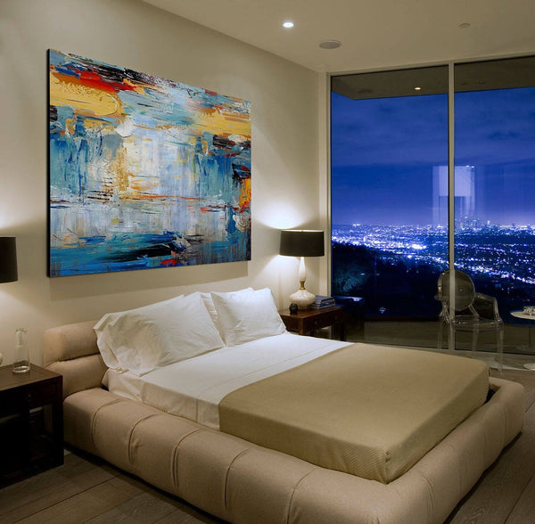 Acrylic Paintings for Living Room, Large Simple Modern Art, Blue Abstract Acrylic Painting, Contemporary Wall Art Paintings-ArtWorkCrafts.com