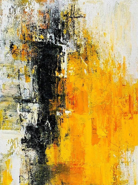 Canvas Painting for Living Room, Simple Modern Art, Yellow Modern Wall Art Painting, Huge Contemporary Abstract Artwork for Bedroom-ArtWorkCrafts.com