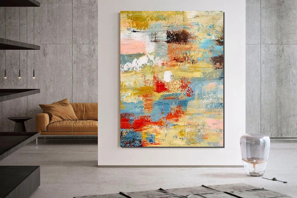 Contemporary Modern Art Paintings, Simple Modern Art, Living Room Wall Art Ideas, Palette Knife Paintings, Large Modern Art Ideas-ArtWorkCrafts.com