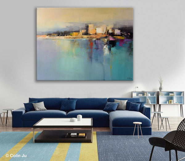 Abstract Landscape Paintings, Palette Knife Canvas Art, Extra Large Canvas Painting for Dining Room, Original Canvas Wall Art Paintings-ArtWorkCrafts.com