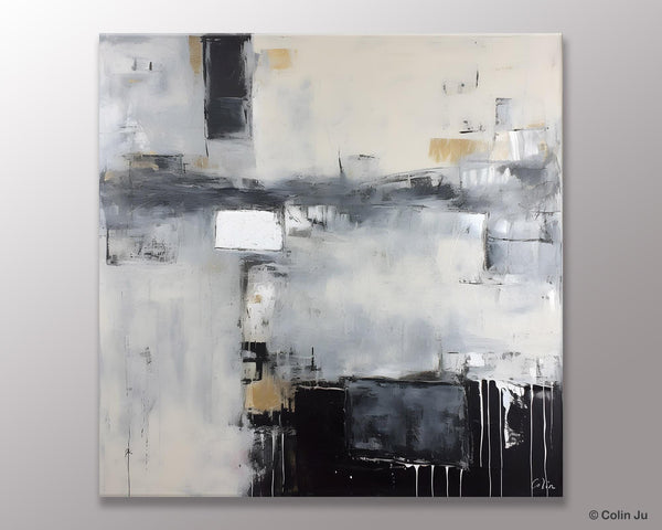 Abstract Canvas Art for Living Room, Original Modern Acrylic Art, Modern Canvas Paintings, Extra Large Abstract Paintings for Dining Room-ArtWorkCrafts.com