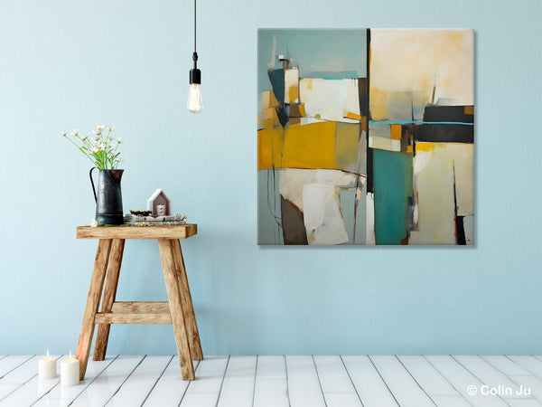 Abstract Painting for Bedroom, Original Modern Wall Art Paintings, Geometric Modern Acrylic Paintings, Oversized Contemporary Canvas Art-ArtWorkCrafts.com