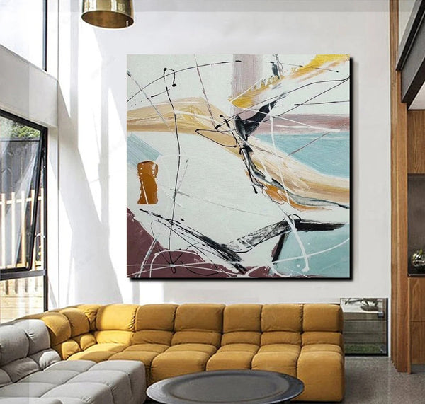 Simple Acrylic Paintings, Bedroom Modern Wall Art, Modern Contemporary Art, Large Painting Behind Sofa, Acrylic Canvas Painting-ArtWorkCrafts.com