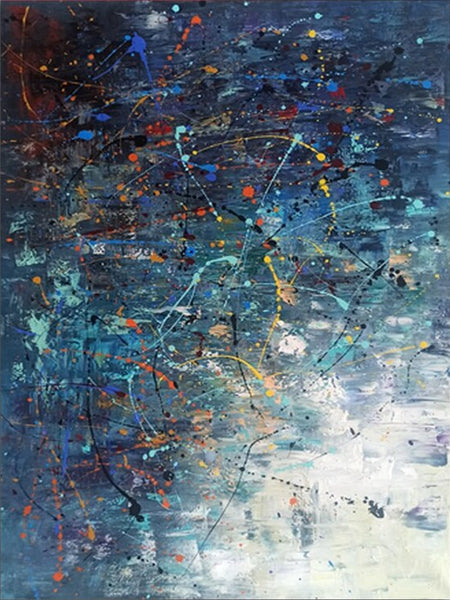 Extra Large Paintings for Living Room, Hand Painted Wall Art Paintings, Blue Abstract Acrylic Painting, Modern Abstract Art for Dining Room-ArtWorkCrafts.com