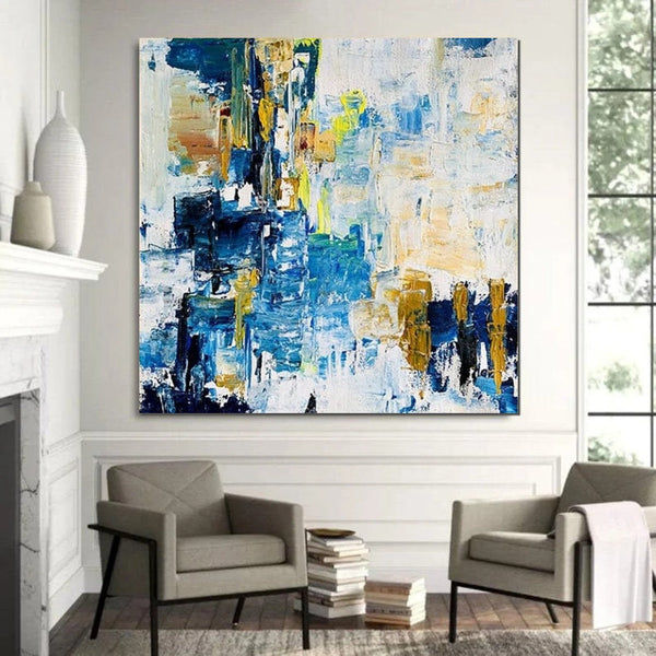 Acrylic Paintings for Bedroom, Large Paintings for Sale, Blue Abstract Acrylic Paintings, Living Room Wall Painting, Contemporary Modern Art, Simple Canvas Painting-ArtWorkCrafts.com