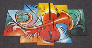 Painting Samples of Violin Music Art, Canvas Art Painting, 5 Piece Wall Painting, Buy Art Online, Extra Large Wall Art Ideas for Living Room