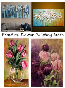 Beautiful Flower Painting Ideas, Acrylic Flower Paintings, Abstract Flower Wall Art Paintings