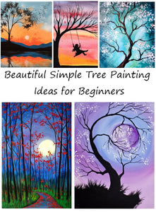Beautiful Simple Tree Painting Ideas for Beginners, Easy Tree Painting Ideas, Tree Landscape Painting, Easy Acrylic Painting on Canvas, Simple DIY Paintings