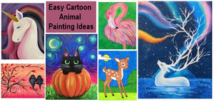 Easy Painting Ideas for Beginners, Easy Cartoon Painting Ideas for Kids, Cute Animal Painting Ideas, Simple DIY Acrylic Painting Ideas for Kids, Easy Abstract Canvas Paintings