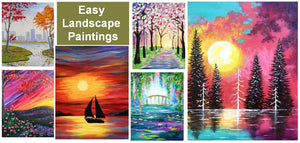 Easy Landscape Paintings for Beginners, Easy Tree Paintings, Easy DIY Painting Ideas for Beginners, Simple Acrylic Paintings on Canvas