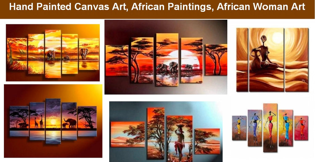 African Painting, African Woman Paintings, Acrylic African Abstract Art, African Sunset Paintings