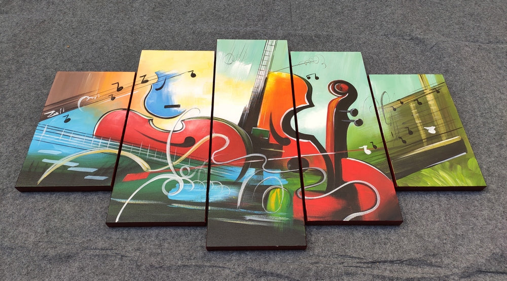 Painting Samples of Music Painting, Violin Painting, Acrylic Wall Art Paintings, 5 Panel Group Wall Art Sets, Buy Paintings Online, Modern Living Wall Art Ideas