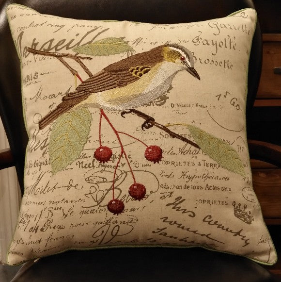 Decorative Throw Pillows for Couch, Bird Pillows, Pillows for Farmhouse, Sofa Throw Pillows, Embroidery Throw Pillows, Rustic Pillows-ArtWorkCrafts.com