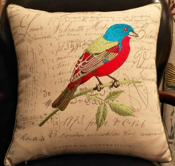 Pillows for Farmhouse, Living Room Throw Pillows, Decorative Sofa Pillows, Bird Throw Pillows, Embroidery Throw Pillows, Rustic Pillows for Couch-ArtWorkCrafts.com