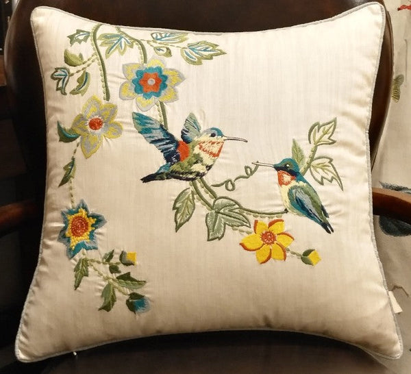 Decorative Throw Pillows for Couch, Bird Pillows, Pillows for Farmhouse, Sofa Throw Pillows, Embroidery Throw Pillows, Rustic Pillows-ArtWorkCrafts.com