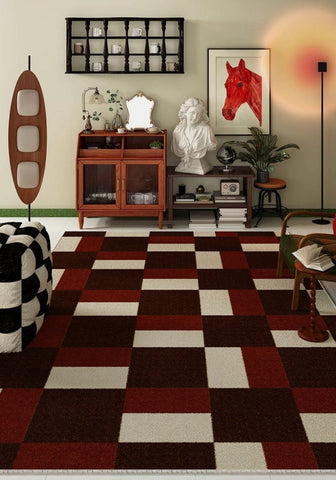 Contemporary Modern Rugs for Dining Room, Red Mid Century Modern Rugs for Living Room, Geometric Modern Rug Placement Ideas for Bedroom