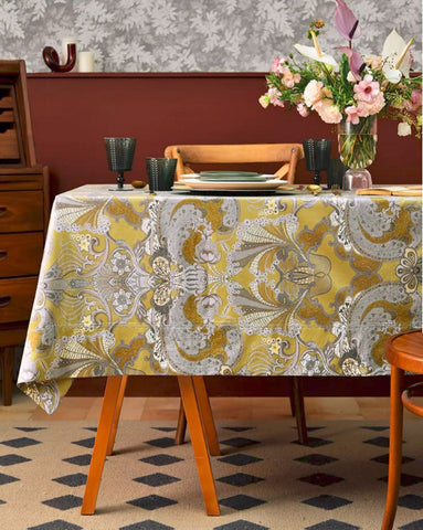 Farmhouse Table Cloth, Wedding Tablecloth, Square Tablecloth for Round Table, Dining Room Flower Table Cloths, Cotton Rectangular Table Covers for Kitchen-ArtWorkCrafts.com