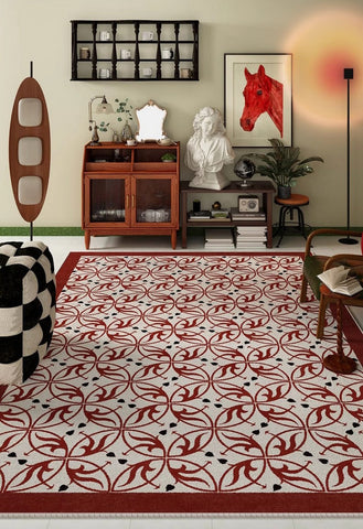 Dining Room Abstract Floor Rugs, Contemporary Area Rugs Next to Bed, Mid Century Flower Pattern Modern Rugs under Coffee Table