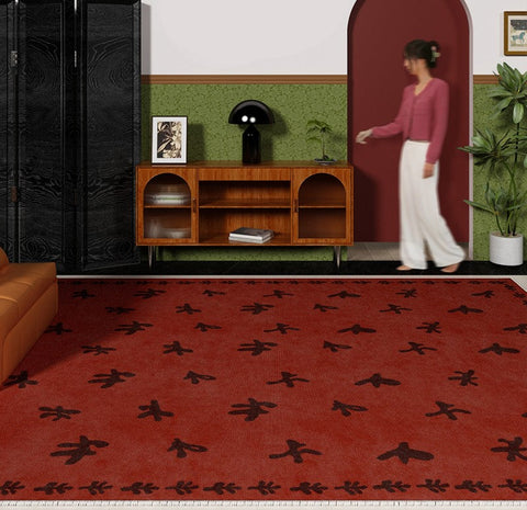Dining Room Modern Red Rugs, Contemporary Modern Rugs for Bedroom, Modern Area Rugs under Sofa, Mid Century Area Rugs for Living Room