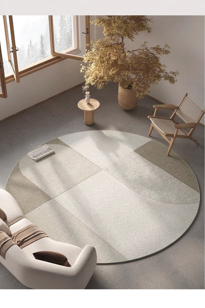Abstract Contemporary Round Rugs for Dining Room, Modern Rugs for Dining Room, Washable Modern Rugs for Bathroom, Geometric Modern Rug Ideas for Living Room-ArtWorkCrafts.com
