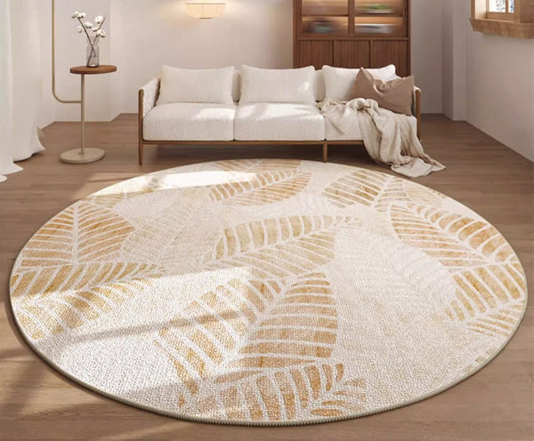 Contemporary Round Rugs for Dining Room, Round Carpets under Coffee Table, Modern Area Rugs for Bedroom, Circular Modern Rugs for Living Room-ArtWorkCrafts.com