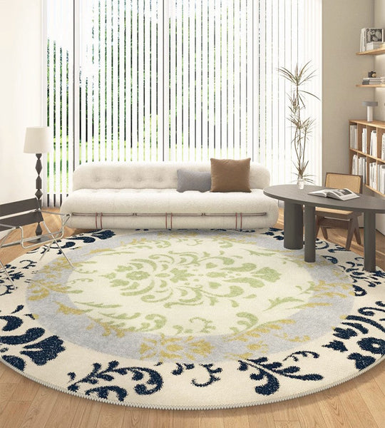 Modern Area Rugs under Coffee Table, Modern Rugs for Dining Room, Abstract Contemporary Round Rugs under Sofa, Geometric Modern Rugs for Bedroom-ArtWorkCrafts.com