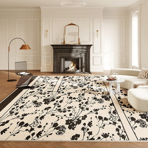Contemporary Modern Rugs under Dining Room Table, Bedroom French Style Modern Rugs, Flower Pattern Modern Rugs for Interior Design, Flower Pattern Modern Rugs for Living Room-ArtWorkCrafts.com