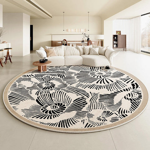 Modern Rug Ideas for Living Room, Dining Room Contemporary Round Rugs, Bedroom Modern Round Rugs, Circular Modern Rugs under Chairs-ArtWorkCrafts.com