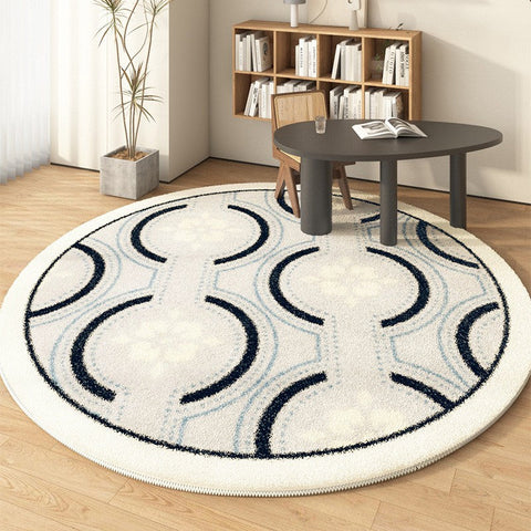 Contemporary Modern Rugs for Bedroom, Modern Area Rugs under Coffee Table, Dining Room Modern Rugs, Abstract Geometric Round Rugs under Sofa-ArtWorkCrafts.com