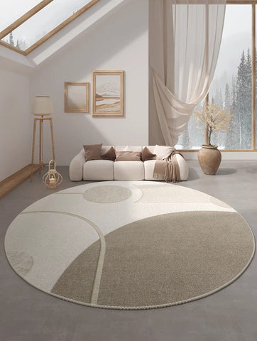 Modern Round Rugs for Dining Room, Round Rugs under Coffee Table, Contemporary Modern Rug Ideas for Living Room, Circular Modern Rugs for Bedroom-ArtWorkCrafts.com