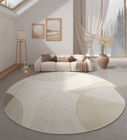 Unique Round Rugs under Coffee Table, Large Modern Round Rugs for Dining Room, Contemporary Modern Rug Ideas for Living Room, Circular Modern Rugs for Bedroom-ArtWorkCrafts.com