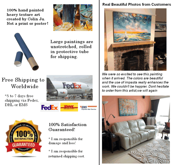 Landscape Oil Paintings, Sail Boat under Starry Night Sky Painting, Landscape Canvas Paintings, Custom Landscape Wall Art Paintings for Living Room