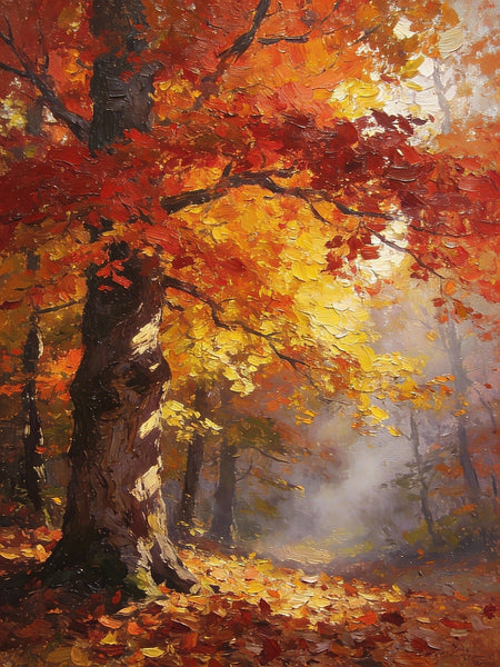 Autumn in the Deep Woods, Impasto Paintings, Landscape Oil Paintings, Original Small Paintings on Canvas, Simple Oil Paintings, Small Paintings on Canvas, Hand Painted Canvas Art-ArtWorkCrafts.com