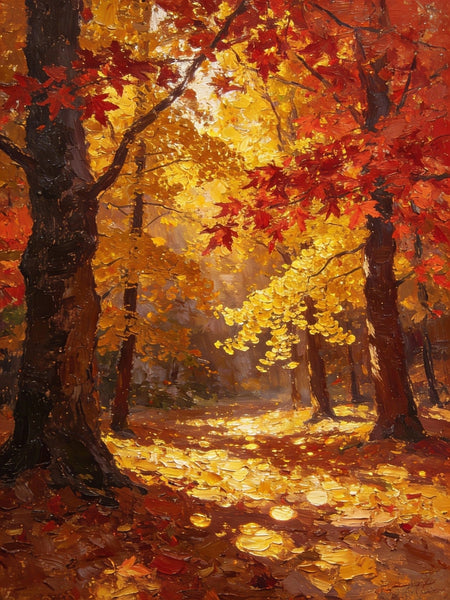 Golden Woods in Autumn, Heavy Texture Wall Art Paintings, On Canvas Small Paintings, Hand Painted Canvas Art, Original Artwork Small Paintings-ArtWorkCrafts.com