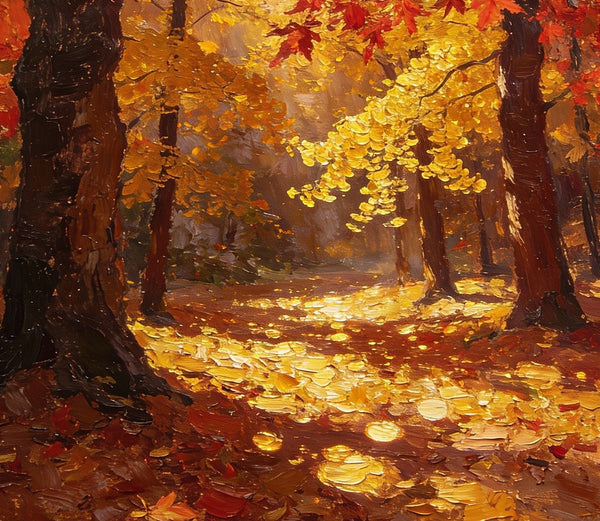 Golden Woods in Autumn, Heavy Texture Wall Art Paintings, On Canvas Small Paintings, Hand Painted Canvas Art, Original Artwork Small Paintings-ArtWorkCrafts.com