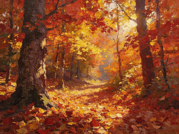 Hand Painted Canvas Art, Autumn Path Through the Forest, Original Wall Paintings, Original Artwork Small Paintings, On Canvas Small Wall Paintings, Small Landscape Paintings-ArtWorkCrafts.com