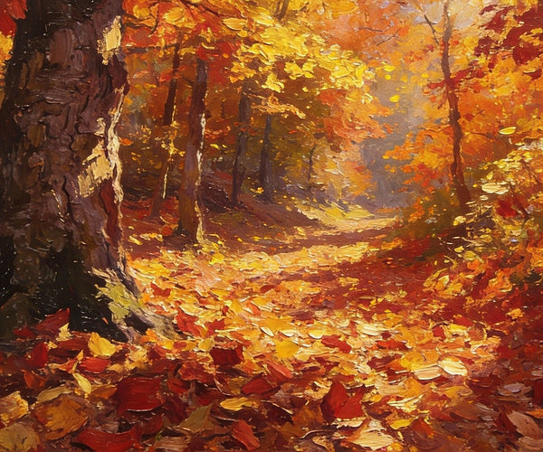 Hand Painted Canvas Art, Autumn Path Through the Forest, Original Wall Paintings, Original Artwork Small Paintings, On Canvas Small Wall Paintings, Small Landscape Paintings-ArtWorkCrafts.com