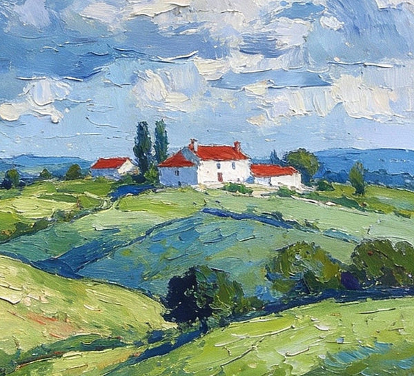 Country Hillside Under an Open Sky, Landscape Canvas Paintings, Impasto Paintings, Original Small Paintings on Canvas, Small Oil Paintings, Hand Painted Canvas Art-ArtWorkCrafts.com