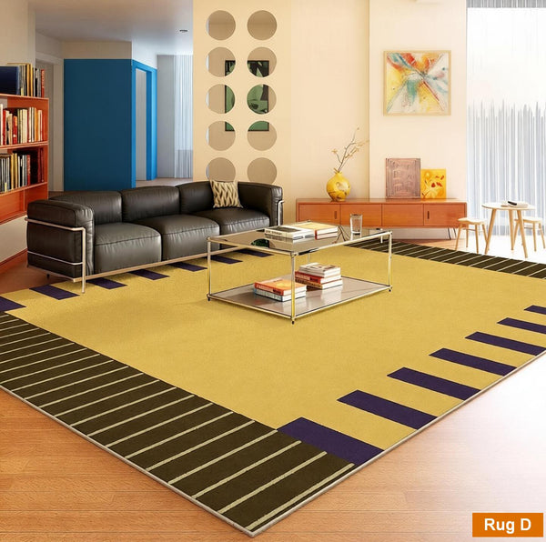 Colorful Modern Rugs for Bedroom, Contemporary Modern Rugs for Living Room, Geometric Modern Rugs, Modern Carpets under Coffee Table-ArtWorkCrafts.com