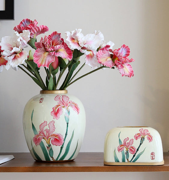 Centerpiece Ceramic Bouquet Vases, Handmade Modern Flower Vase, Large Flower Vases on Dining Table, Porcelain Flower Vases-ArtWorkCrafts.com