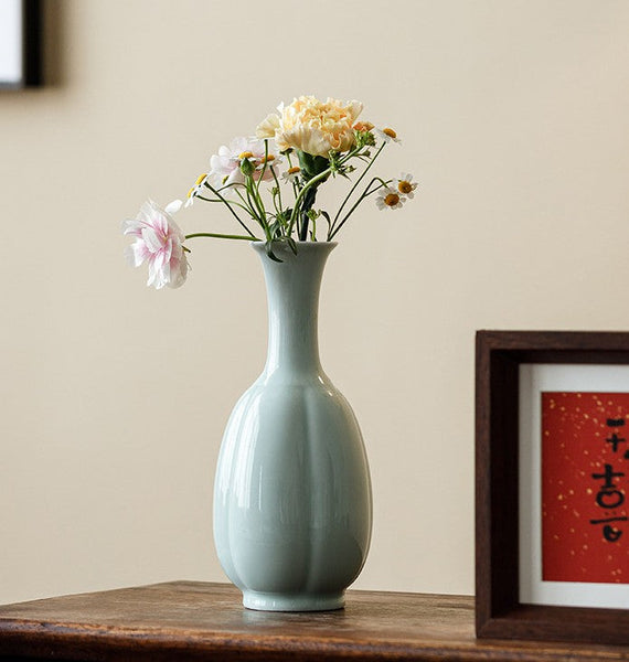 Small Flower Vases on Table, Rustic Porcelain Flower Vases, Ceramic Bud Vases, Handmade Water Holding Flower Vase-ArtWorkCrafts.com
