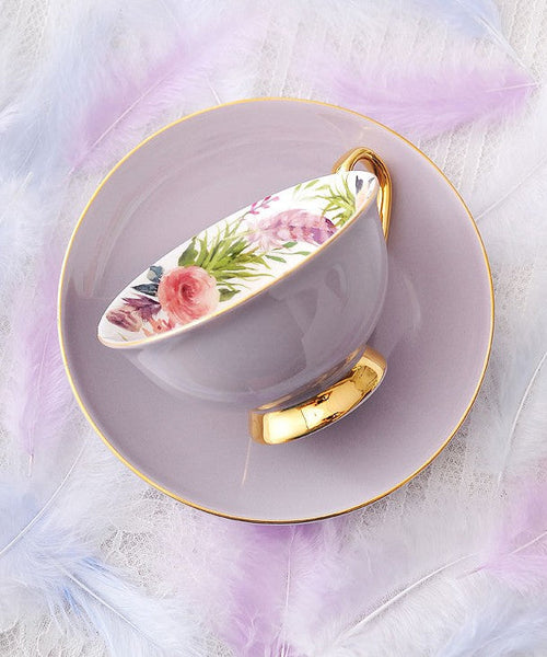 Royal Bone China Porcelain Tea Cup Set, Elegant Flower Pattern Ceramic Coffee Cups, Beautiful British Tea Cups, Unique Afternoon Tea Cups and Saucers in Gift Box-ArtWorkCrafts.com
